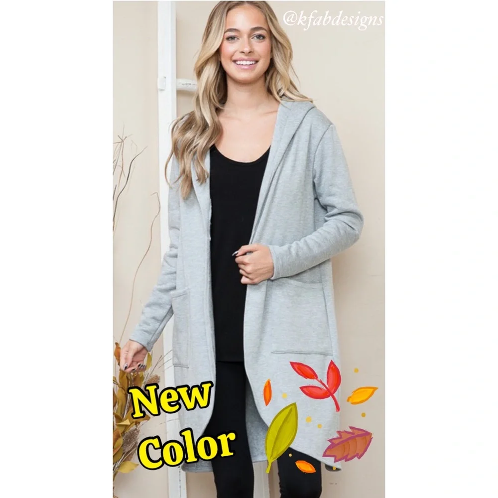❤️LAST 1! Must Have SO SOFT Heather Gray Open Cardigan Jacket with Side Pockets! - Picture 5 of 7